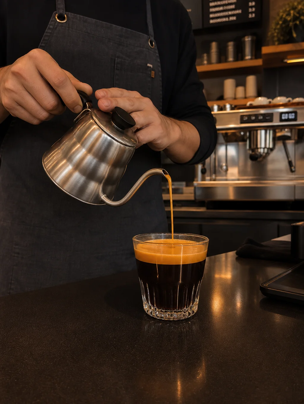 Editorial photo of specialty coffee being prepared behind the counter