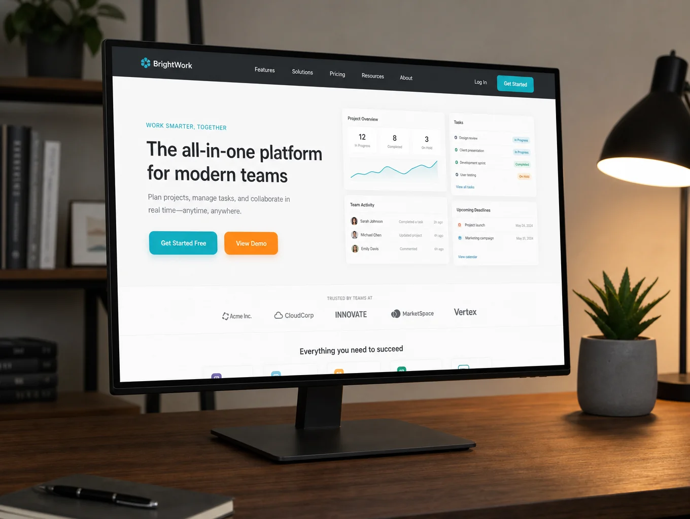 Custom responsive website shown on a studio display